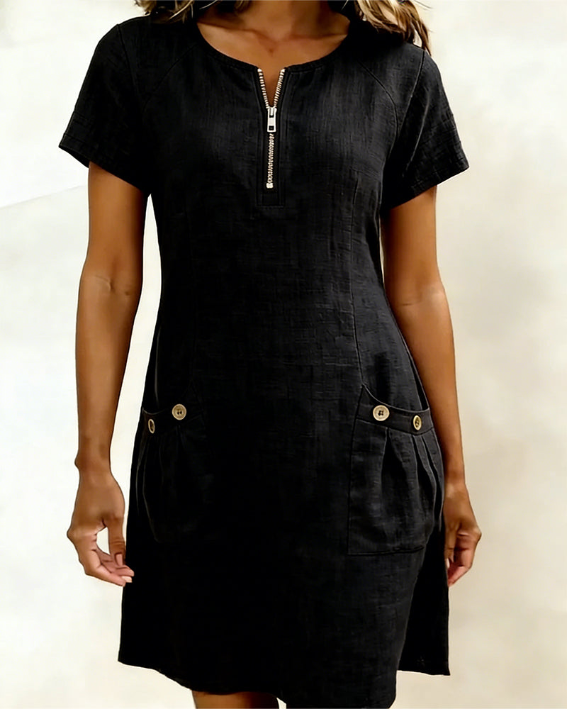 Van Elst Mode® | Vestido de algodón con bolsillo de cremallera