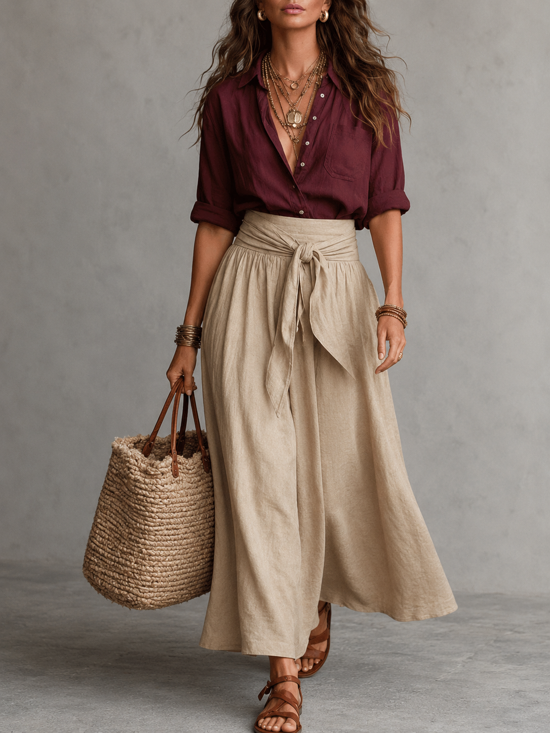 Vera™ | Conjunto de Dos Piezas: Top Negro y Falda Midi Verde Oliva