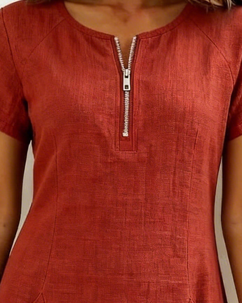 Van Elst Mode® | Vestido de algodón con bolsillo de cremallera