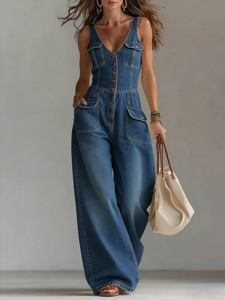 Sophie™ | Wide-Leg Denim Jumpsuit