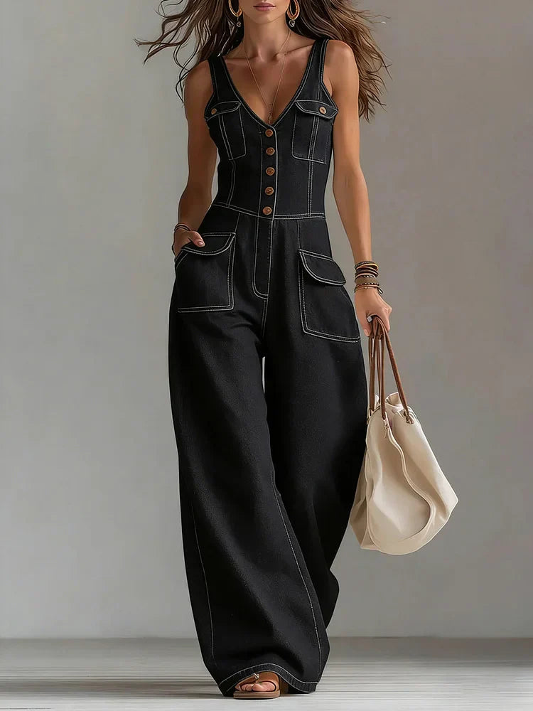 Sophie™ | Wide-Leg Denim Jumpsuit