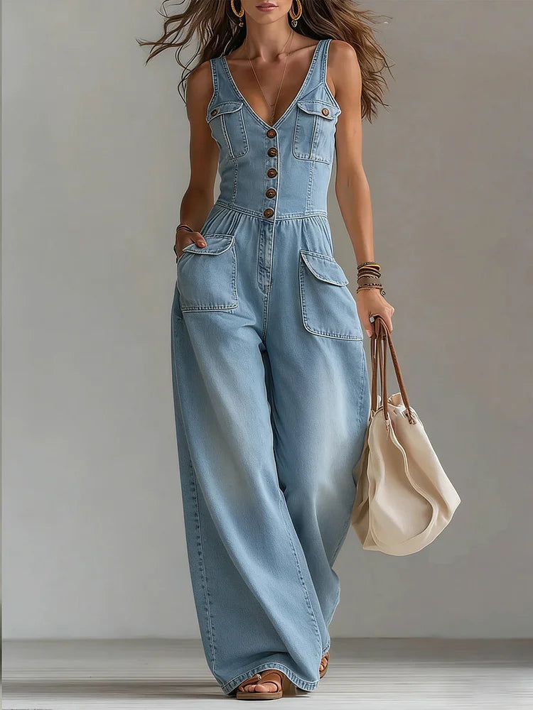 Sophie™ | Wide-Leg Denim Jumpsuit