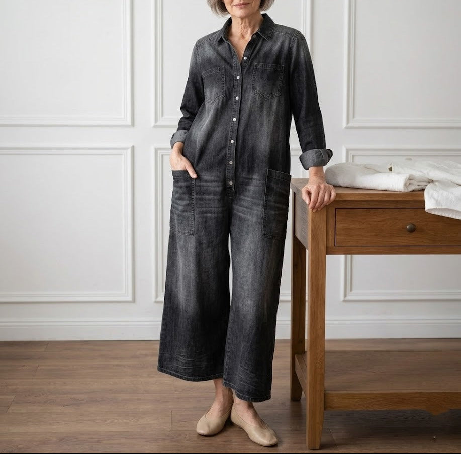 Diana™ | Vintage denim jumpsuit with buttons